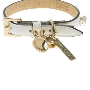 Jimmy Choo Gold and White Dog Collars